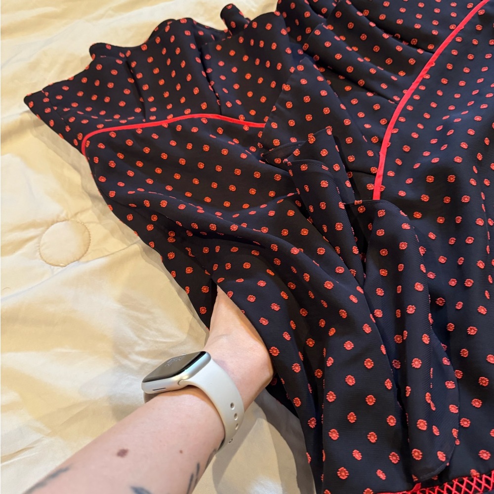 Self portrait polka dot cut out mini dress pockets  medium - Picture 13 of 17